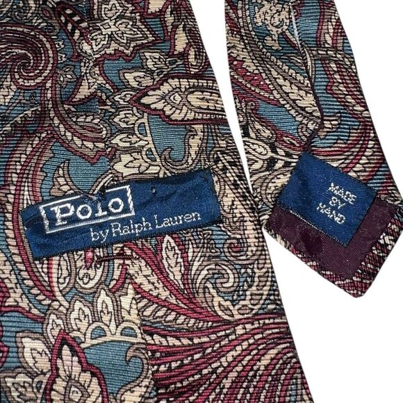 Vintage Ralph Lauren Polo Paisley Handmade Silk Tie - Picture 3 of 4